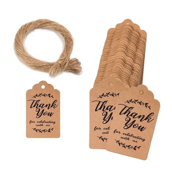 Thank You Tags with String (Leaf Branch) (100 tags)