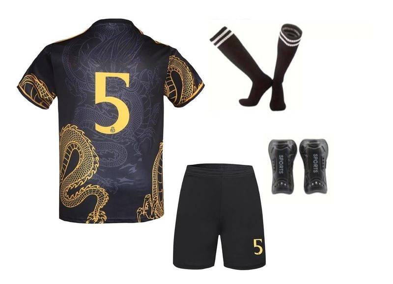 4 Piece Soccer Jersey Set - All Black