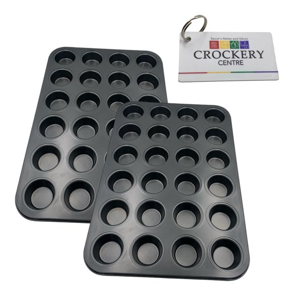2Pc Muffin Pan Mini 24 Cup 35x27x2cm + Keyring