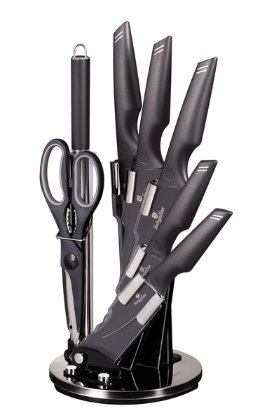 Berlinger Haus 8-Piece Non-Stick Knife Set with Acrylic Stand - Carbon Pro