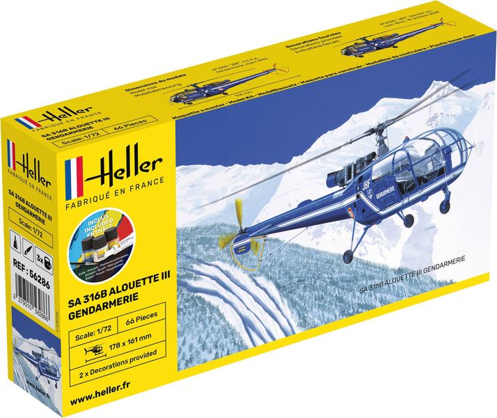 Heller 1/72 Starter Kit Sa 316 Alouette Iii Gendarmerie