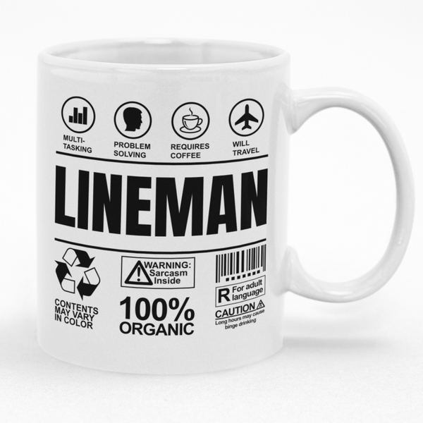 Lineman Birthday Christmas Gift Custom Printed Funny Novelty Mug