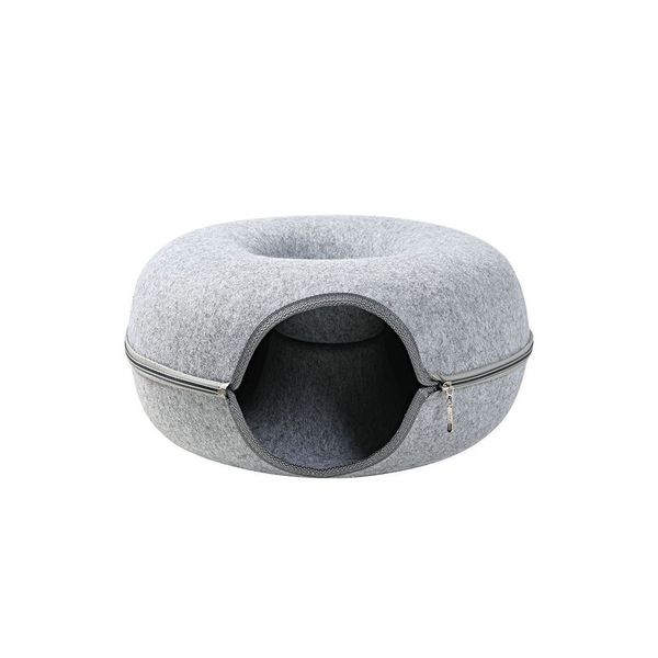 Light grey cat nest tunnel bed