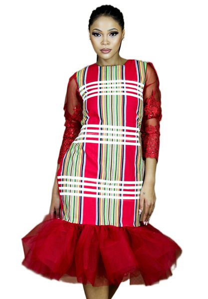 Africa Fashion House Anna-Mo Red Venda Tulle Dress