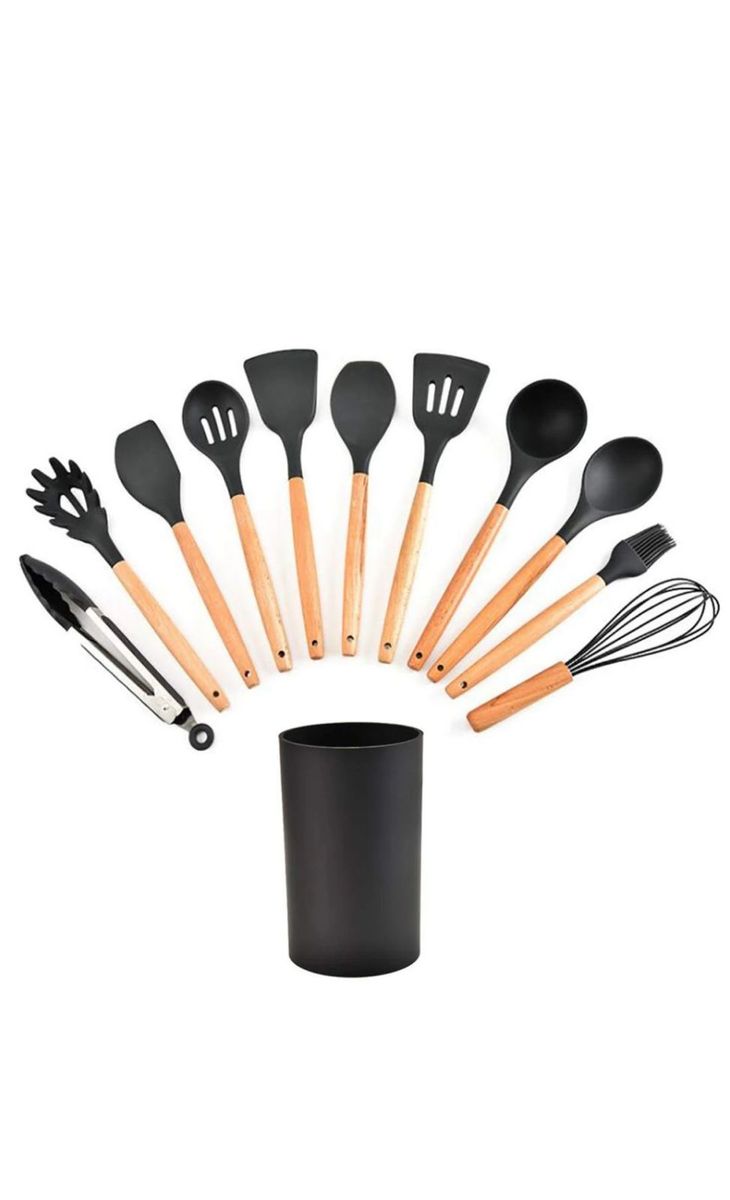 Dream World 11 Piece NonStick Silicone Utensil Kitchen Set Black