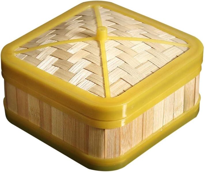 Basket 6 Inch Square Dumpling and Buns Steamer with Lid for Asian
