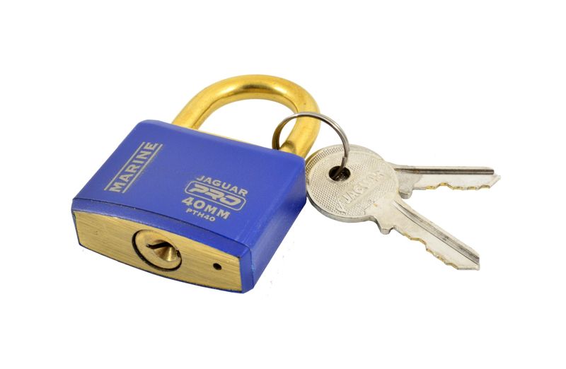 Sanlic Jaguar 40mm Blue Marine Weatherproof Padlock with Brass Shackle