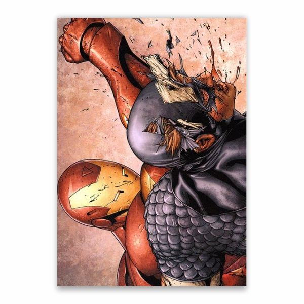 Iron Man Punches Captain America Poster - A1