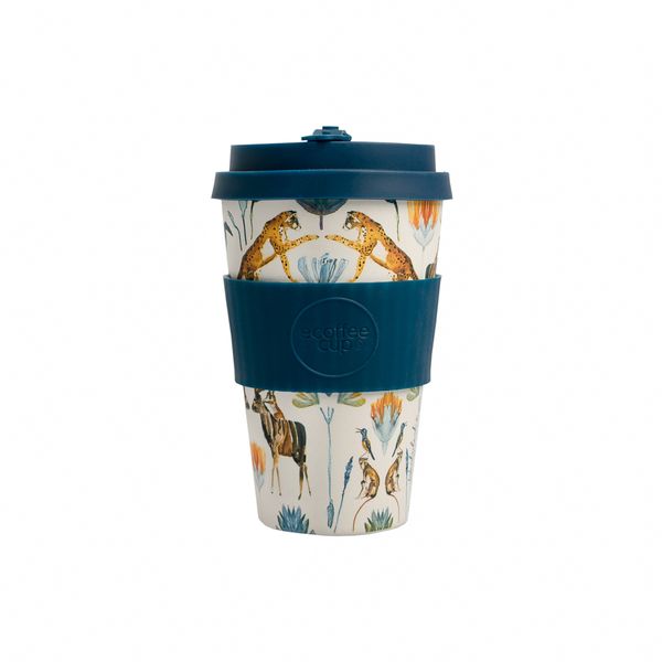 Ecoffee Cup Wanderland Cheetah Blue Travel Mug 400ml