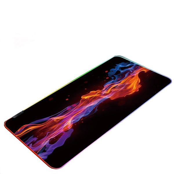 Gaming Mouse Pad Large LED RGB Illuminated - Blue Red Flames