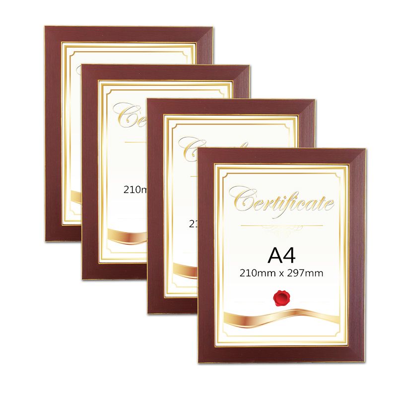 BEAD COOL Elegant Walnut A4 Certificate Photo Frame Pack of 4 Shop