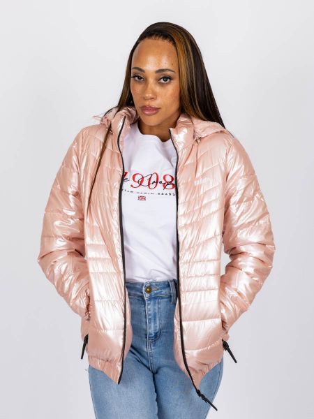 Lee Cooper Women's Puffer LS Jacket: Clara Methalic Blush