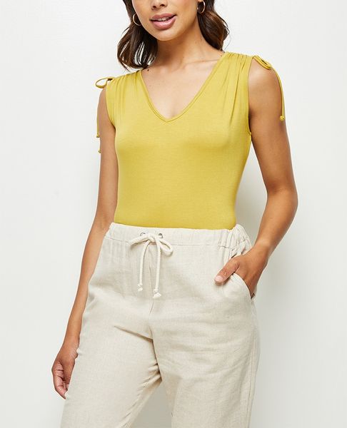 Women's Edit Tie Detail Boxy Vest - Chartreuse