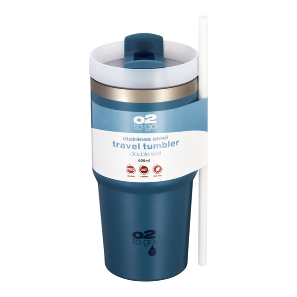 O2 Stainless Steel Double Walled Tall Tumbler 600ml
