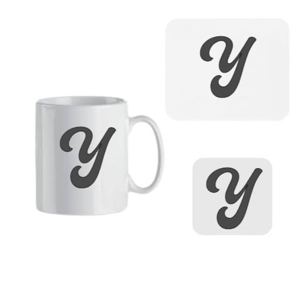 BG - Mug, Coaster and Mouse Pad Combo - Letter Y