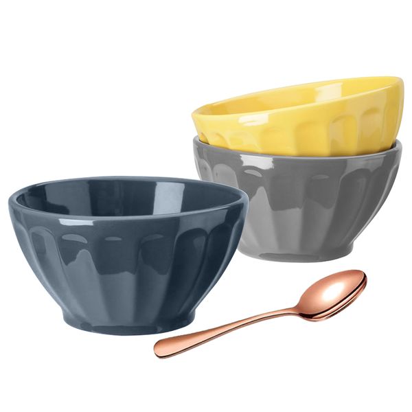 Set of 4 Pcs - Beautiful Color Bowls for Ice Cream, Dessert, Fruit, Salad