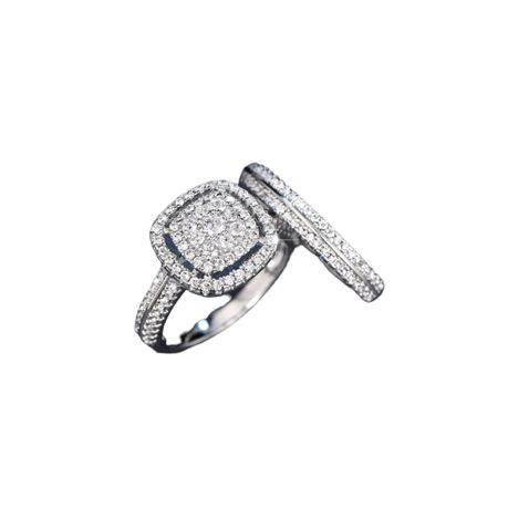Luxury Style Cubic Zirconia Inlaid Combination ,Couples Engagement - 2 Piece Ring Image