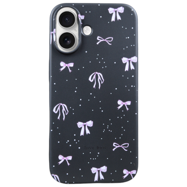 Chic Love Bow Phone Case Compatible With iPhone 16 - Black