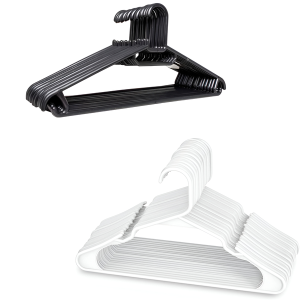 White and Black Plastic Hanger Combo- 40 White hangers &amp; 40 Black Hangers