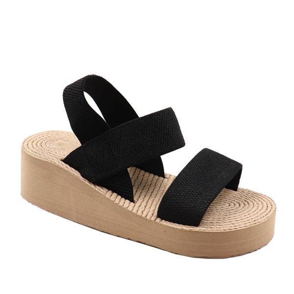 Ladies Platform Woven Insole Elasticated Slingback