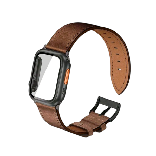 Watch Band &amp; Tempered Glass Case and Retro Classic Leather 46mm