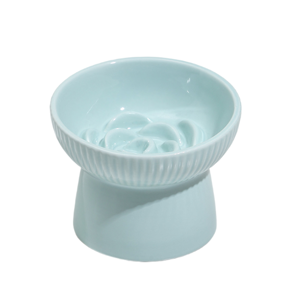 Raised Slow Feeder Cat /Small Dog Bowls Ceramic Elevated Cat Food Bowls