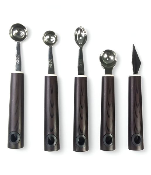 5-Piece Stainless Steel Melon Baller &amp; Carving Knife Set