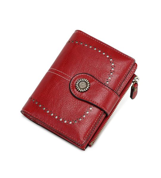 Wine Red Bifold Rfid Blocking Wallet Credit Card Holder Wallets For Women