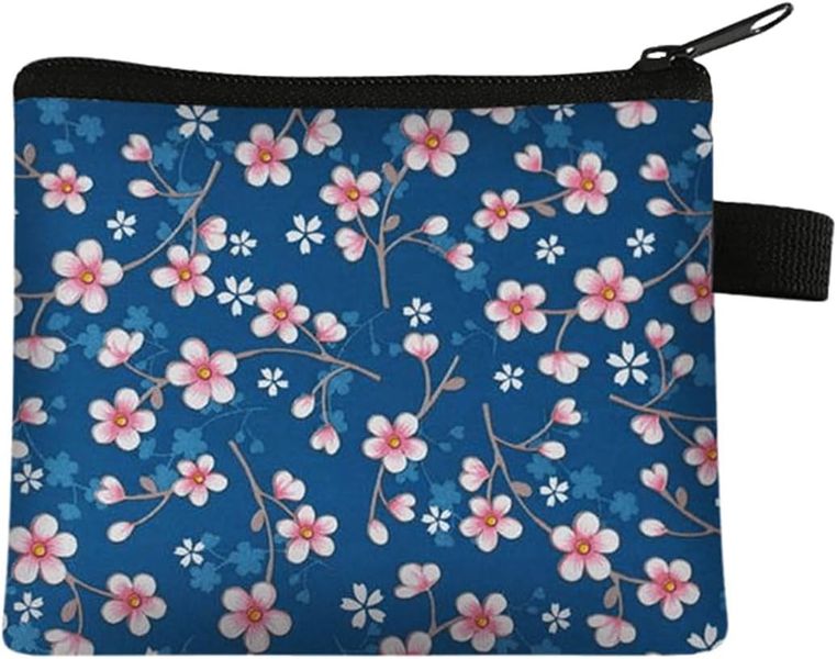 Coin Purse Women's Floral Portable Card Holder - Blue