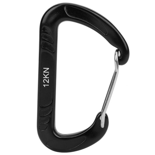 12KN Black D-Shape Spring-Loaded Climbing Carabiner