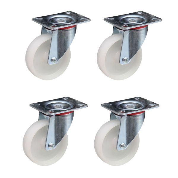 White Nylon Wheel Swivel Plate Castors 125mm