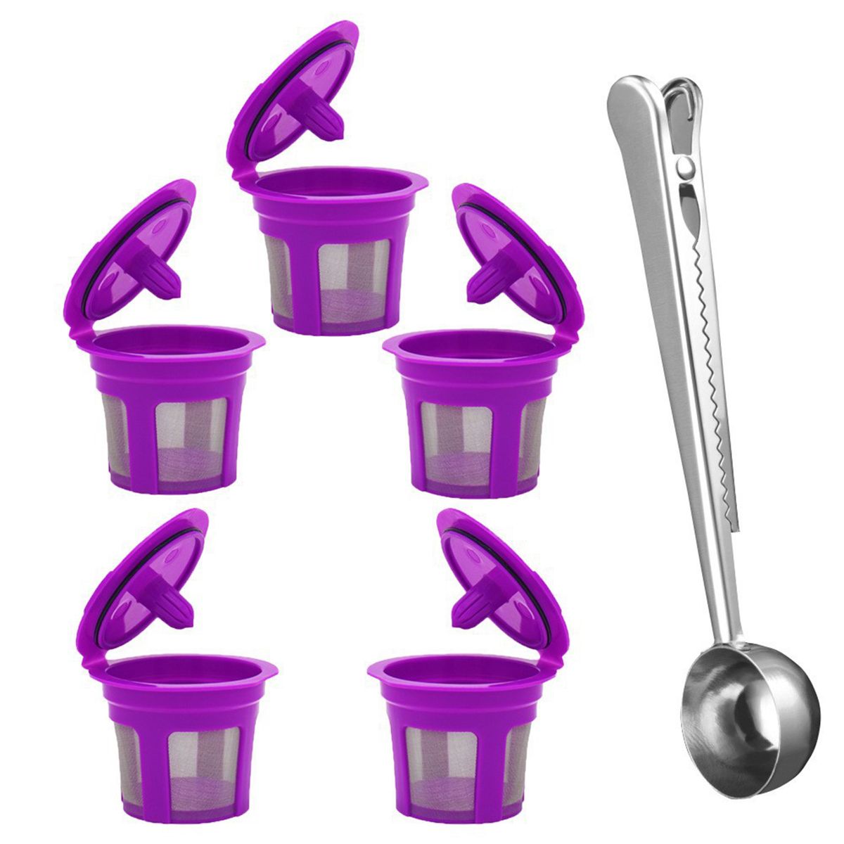 5Pcs Reusable Coffee Capsules Pod Compatible with Nespresso Refillable