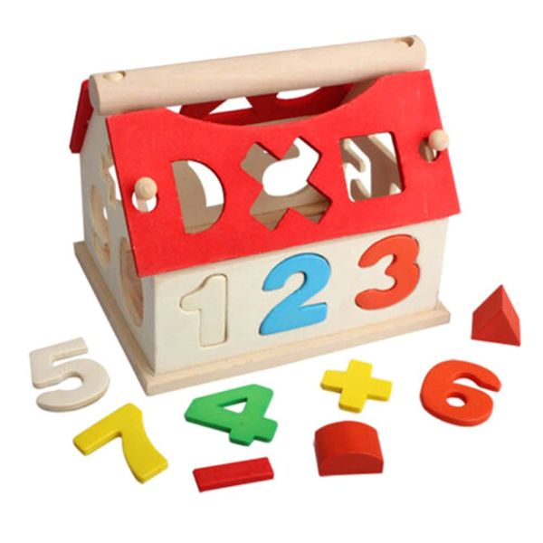 Kids' Wooden Number and Shape Sorting House