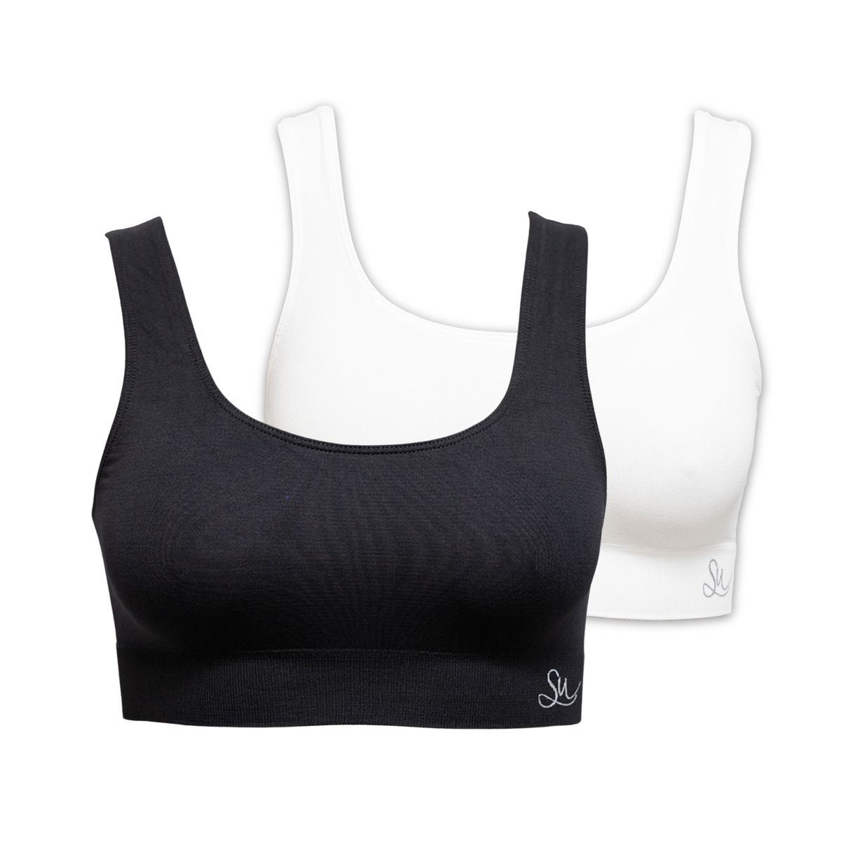 2 Pack Crop Tops Seamless Stretchy Sports Bra for Yoga Sleep Non-padded