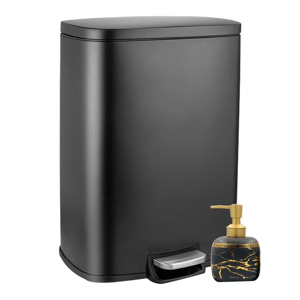 Stainless Steel Soft-Close Kitchen Bin including Soap Dispenser - 30Ltr