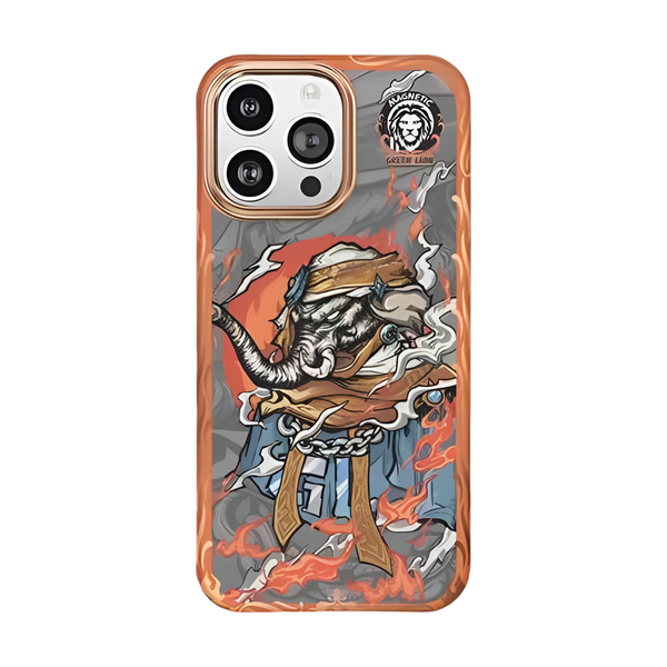 Green Lion Magnetic Warrior Case for iPhone 14 Pro Max - Elephant