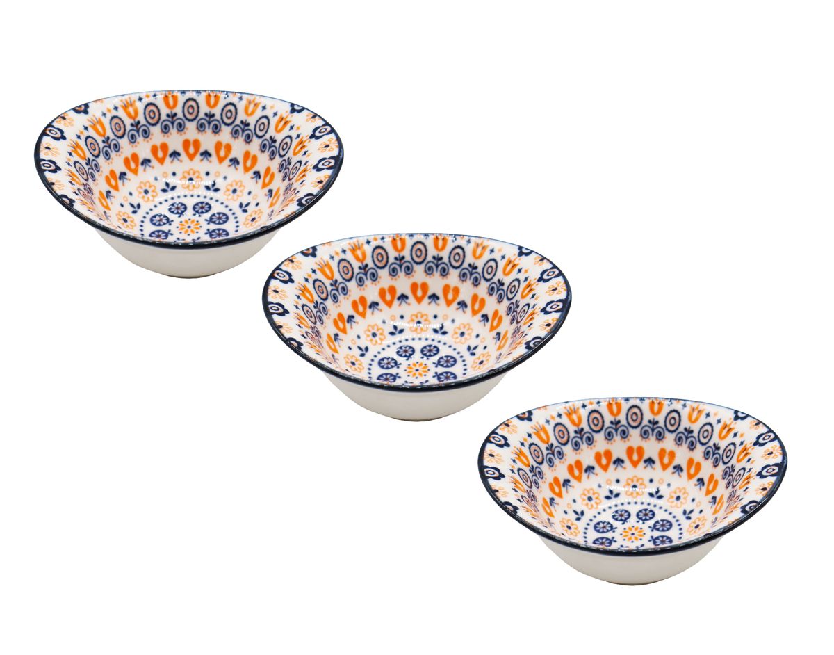 Decorative Ceramic Serving Bowls Set 3 Ambient Design B Orange Blue   S Zoom.file