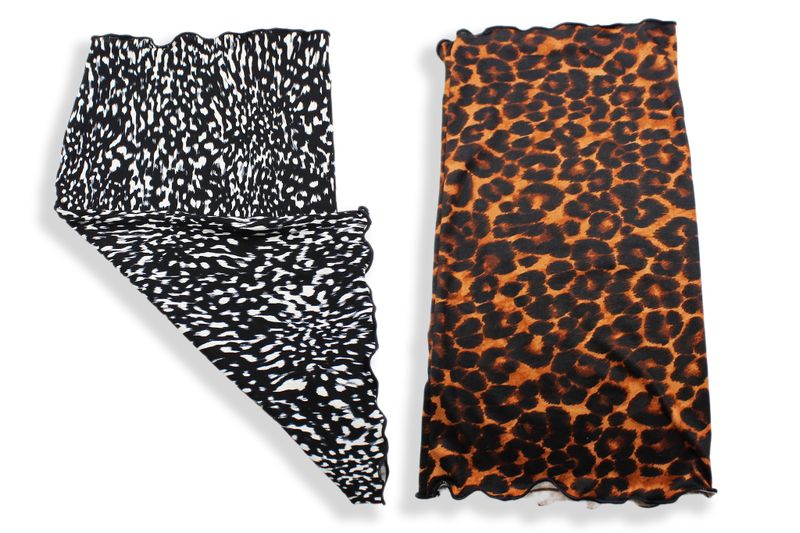 B&amp;W Graphic &amp; Leopard Print Neck Gaiter Combo Set - Black
