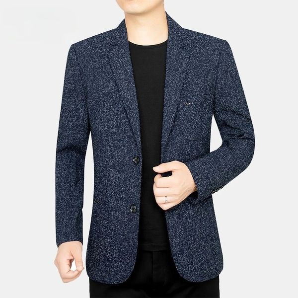 Men's Navy Blue Cotton Slim Blazer, Fashion Jacket Blazer, Cacual Jacket