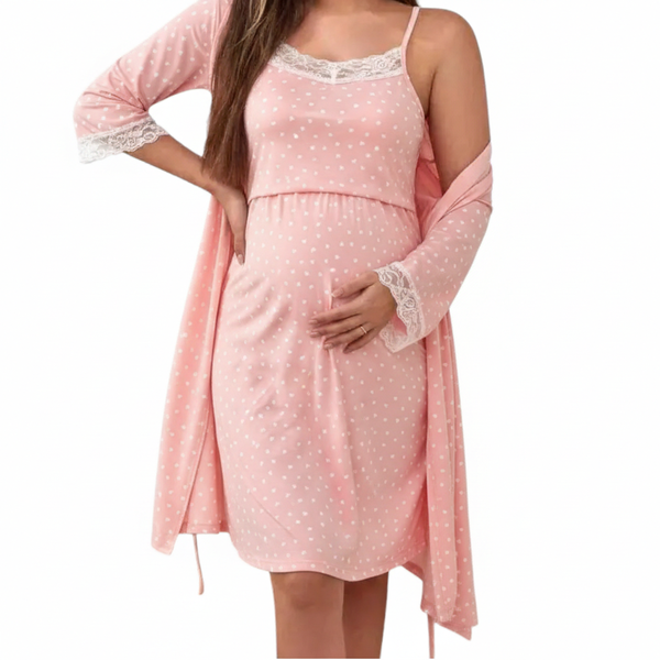 Maternity Breastfeeding Nightdress and Gown Set
