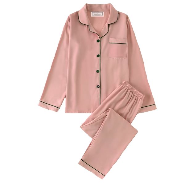PJ Warehouse Peachy Pink Winter PJ with Black Piping