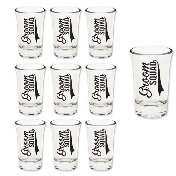Groom Squad Bachelor Party &amp; Wedding Shot Glasses - Set Of 10