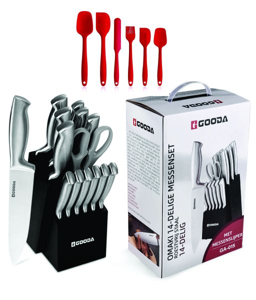 14Pcs Stainless Steel Hollow Handle Self Sharpening Chef Kitchen Knife Set