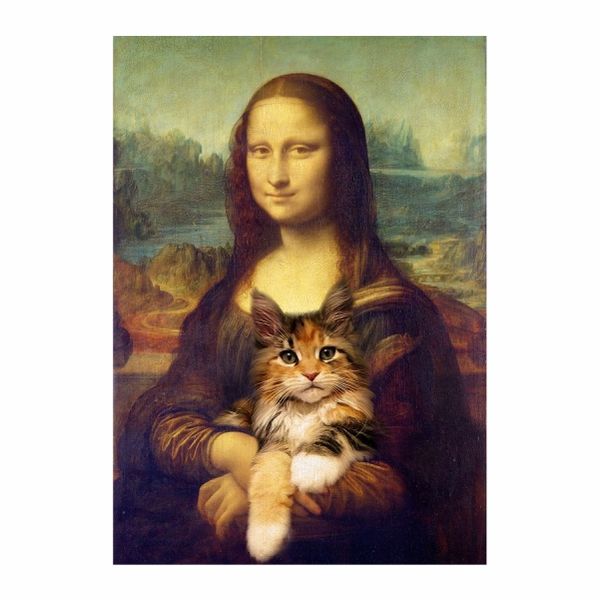 Mona Lisa With Cat Poster - A1