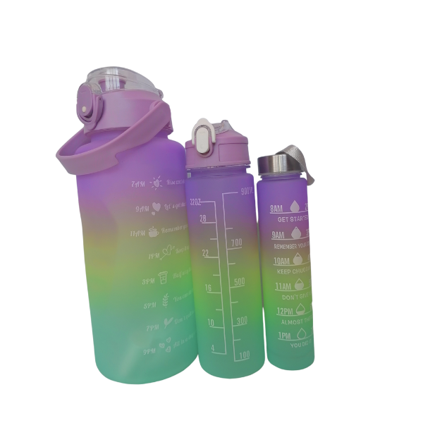 3 in 1 Motivational Lockable leak Proof Lid Water Bottle