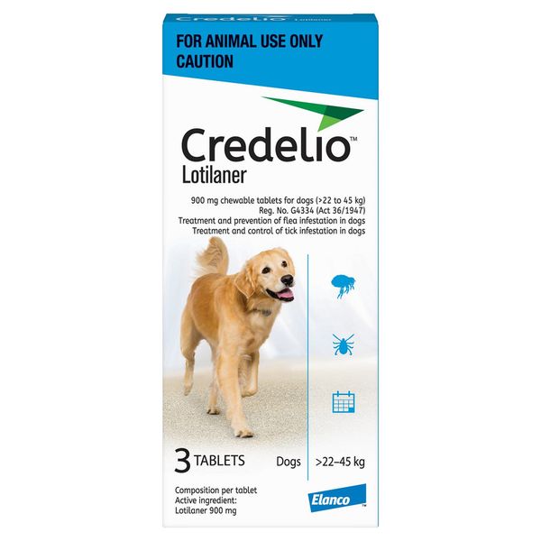 CREDELIO (Elanco) Blue Tick and Flea Treatment for Dogs Xtra Large 22-45kg
