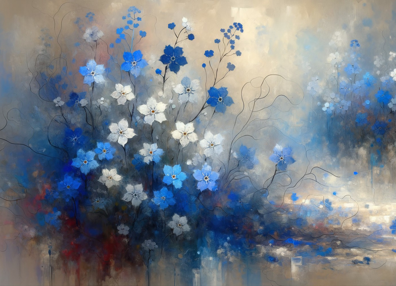 Canvas Wall Art Home Decor - Blue Flowers