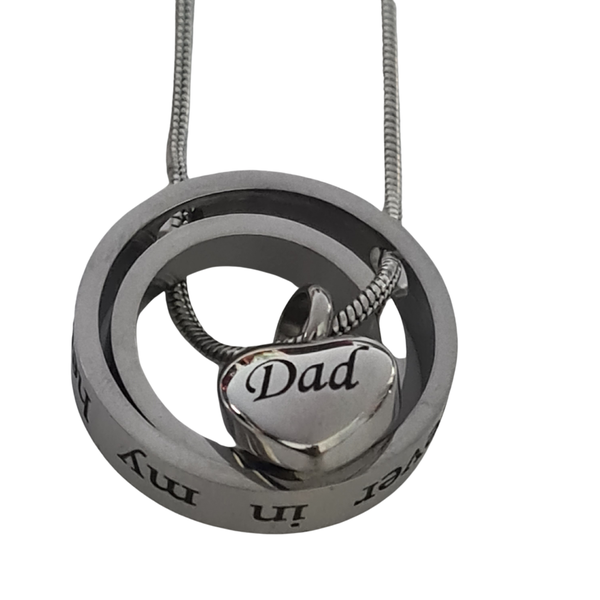 Dad Memory Pendant and Chain - Stainless Steel Cremation Jewellery