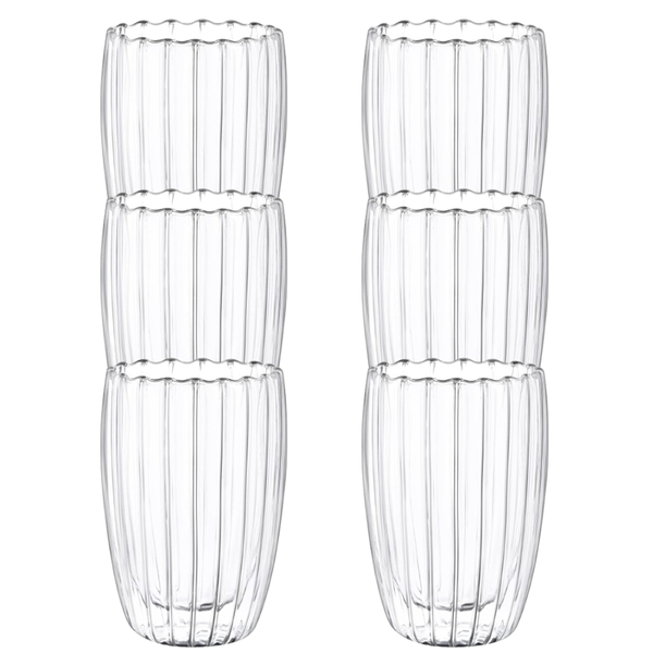 Clear Double Wall Origami Glass Mugs - Insulated Tea and Coffee Cups