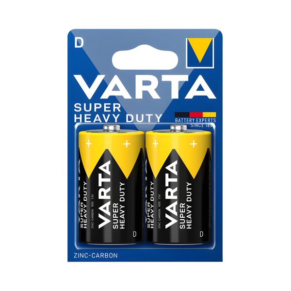Varta 2020BP2 Superlife D Zinc-Carbon Batteries - Pack of 2